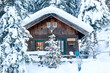 © Westend61 - Austria, Altenmarkt-Zauchensee, Christmas tree at wooden house in snow