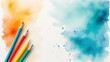 © kulkann - Pastel Blue and Beige Back to School Poster with Watercolor Stains – Soft Educational Art for Classroom or Flyer