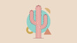 © faisalaladabi - An illustration of a tall cactus plant standing alone in a desert landscape with geometric shapes.