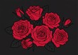 © NguyenBa - 赤いバラの花束 シンプルな線画スタイル