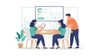© Yasmin Stock - Business partners reviewing project data on office monitor with office work business people