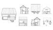 © Dishan - Outdoor Market Floor Plan Vector Set – Top and Side View Market Stall CAD Blocks