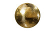 © Mira - Golden disco ball with reflective square mirrors, isolated on transparent background