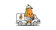 © iwan - Cartoon delivery person riding electric scooter.