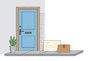© Segati - Delivery boxes and mail left at the front door of a house Vector