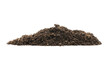 © wanchai peatoo - Organic compost soil pile isolated on white background, rich natural fertilizer with nutrient-dense mulch texture. Ideal for gardening, agriculture, sustainable farming, plant growth, landscaping.