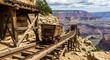 © Kapten - Old mining cart on tracks overlooking vast canyon landscape scenery