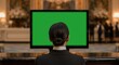 © Arfa_Media - Woman business woman professional working on computer with green chroma key screen