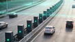 © 琛明 周 - Smart Highway Systems: Cars drive on a highway with advanced technology like smart traffic lights and sensors, creating a futuristic and efficient transportation network.