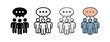 © MD - Group communication icons featuring people with speech bubbles in various styles and colors isolated on transparent background