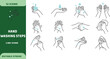 © EMON - Hand washing vector icons. Proper hygiene step signs set. Sanitize hands icon. Cleanliness. Prevent germs