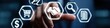 © rendy - Digital handshake and business icons symbolize online transactions and service