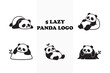 © SAJJAD MIR - 5 Premium Modern Minimalist Mascot Lazy Panda Logo Bundle Black and White Clean Vector
