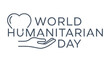 © abidakhatun - World Humanitarian Day Graphic: A minimalist graphic illustration for World Humanitarian Day, featuring an open hand supporting a heart outline above text.