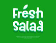 © Popskraft - Vector Green label Fresh Salad. Modern White 3D Font. Creative Alphabet Letters and Numbers set.
