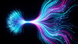 © SWEET - Abstract fiber optic data lines merging and diverging in a high speed network simulation with glowing blue and purple particles symbolizing digital information transfer.