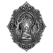 © taufik - Ornate Silver Keyhole Frame Revealing a Mystical Fantasy Landscape with a Secret Magic Portal