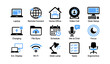 © Cali6ro - Icons of remote work and desk setup in grid layout
