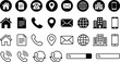 © PUTUL - Contact info business card icon vector set home telephone email address location web internet smartphone line glyph circle interface