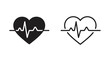 © Rajia - Heartbeat Line Art Icons With Ekg Wave Black And White Silhouette