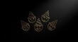 © Fariha - Golden party emoji icons on black background, luxury metallic smiley face collection with party hats, elegant gold emoticons for celebration