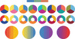 © MSTSULTANA - Color palette color wheel theory chart vector illustration set with various multi color triads and circular gradient swatches