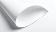 © Asriani - Close-up of a curled sheet of white paper, showing a curved edge and reflective surface. The paper rests against a white background