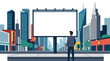 © iradan - A businessman standing and looking at a large blank billboard in the city.