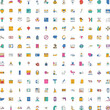 © sevector - Set of colorful hand drawn style icons illustrating concepts from logistics, environment, health, technology, science, business, and sports on a white background