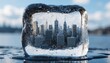 © Normal Desing - Surreal miniature cityscape inside melting ice cube urban environment macro photography icy atmosphere unique viewpoint capturing all the feels