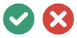 © Sidratul Muntaha 5 - Sharp green checkmark and red cross icons on isolated white background for right and wrong choices in modern flat design vector illustration.
