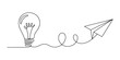 © Prem_Bala_2026 - Light bulb idea connected to a flying paper airplane by a continuous line, representing creativity and innovation