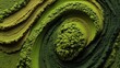 © Zarana  - Top view macro of a spiral pattern in vibrant green organic powder