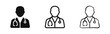 © drawing lines - Doctor and medical professional icon set. Healthcare, physician, and nurse symbols with stethoscope in glyph, outline, and hand-drawn styles.
