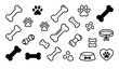 © MdMiraz - Dog bone icon set vector outline pet treat symbols isolated on white