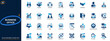 © aura studio - Business office and corporate worker icon set. teamwork, recruitment, meeting, handshake, leadership, productivity, contract, collaboration. Editable icons collection. Vector.