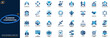 © aura studio - Business cooperation and teamwork icon set. Charity support, volunteer management, partnership meeting, leadership organization, collaboration network. Editable icons collection. Vector.