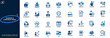 © aura studio - Business and corporate work icon set. teamwork, meeting, office, handshake, leadership, recruitment, collaboration, career success. Editable icons collection. Vector.