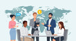 © Adam - Diverse business team collaborating on laptops, global communication concept, office work