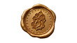 © Elena - Golden wax seal with ornate crest and star border, isolated on transparent background
