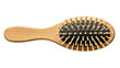 © TONSTOCK - Oval wooden hairbrush with black cushion and natural wood bristles, isolated on transparent background
