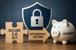 © Creative mind - Retirement security puzzle piece with a piggy bank for secure retirement planning.