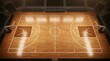 © Manu - Aerial view of basketball court with polished hardwood floor