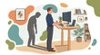 © Candy - Man Working at Standing Desk with Slumped Shadow for Ergonomics Concept