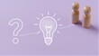 © joeycheung - Question mark leads to lightbulb, symbolizing ideas sparked by two wooden figures.