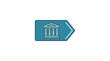 © Tuku - Bank Building Icon on Blue Directional Arrow Sign