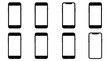 © cicih - A collection of black smartphone silhouettes with blank white screens