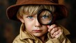 © Surachetsh - A young child dressed as a detective creates a playful and imaginative portrait emphasizing curiosity, investigation, and classic mystery styling.