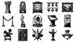 © 21graphic - Museum Icons Set - Black and White Vector Illustrations of Exhibits and Artifacts