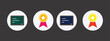 © Tania - Set of 4 flat blackboard and golden award medal with star icons in circles.